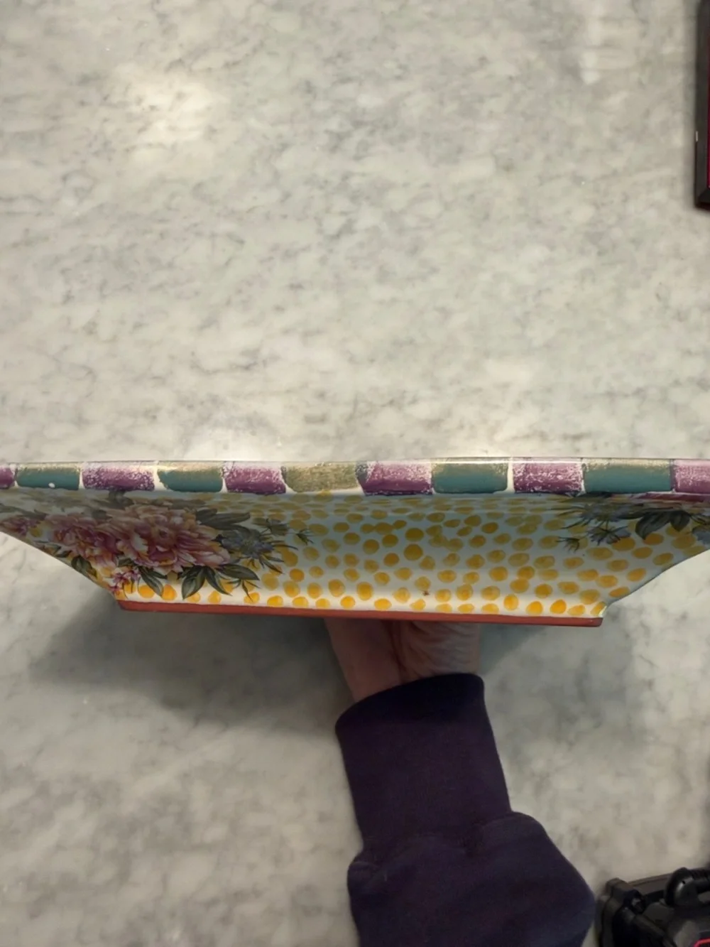 Striped Purple & Green Decorative Catchall Tray